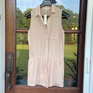 Lavender Brown 💯 silk short romper. Misty Rose NWT. (Missing button) Size Small
